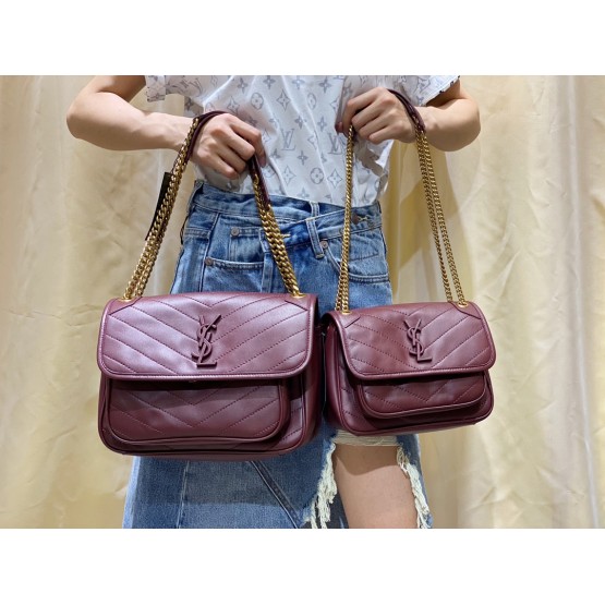 YSL NIKI Chain Bag 22cm&28cm Burgundy