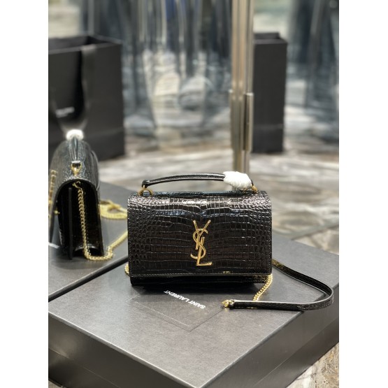 YSL Sunset Croc WOC 19cm Black