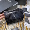 YSL Sunset Small 22cm Croc Black Bag