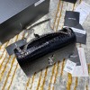 YSL Sunset Small 22cm Croc Black Bag