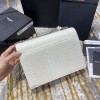 YSL Sunset Small 22cm Croc White Bag