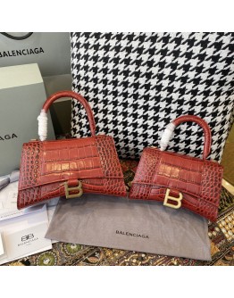 Balenciaga Hourglass S&XS Size Bag in Dark Red