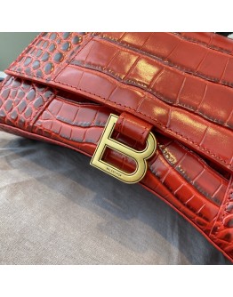 Balenciaga Hourglass S&XS Size Bag in Dark Red