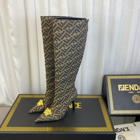 Co-branded Fendace Jacquard boots 