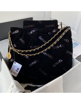 22K Tweed Shopping Tote Bag Black