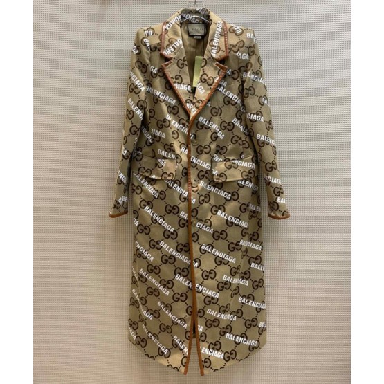 Gucci X Balenciaga Women's Logo Print Coat Coffee