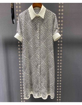 Dior Women's Silk Print Dress Gray