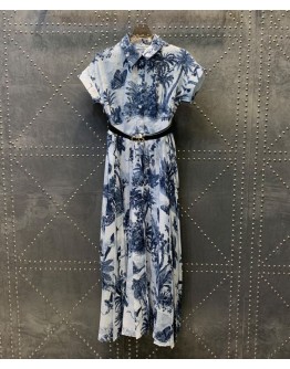 Dior Women's Printed Dress Dark Blue