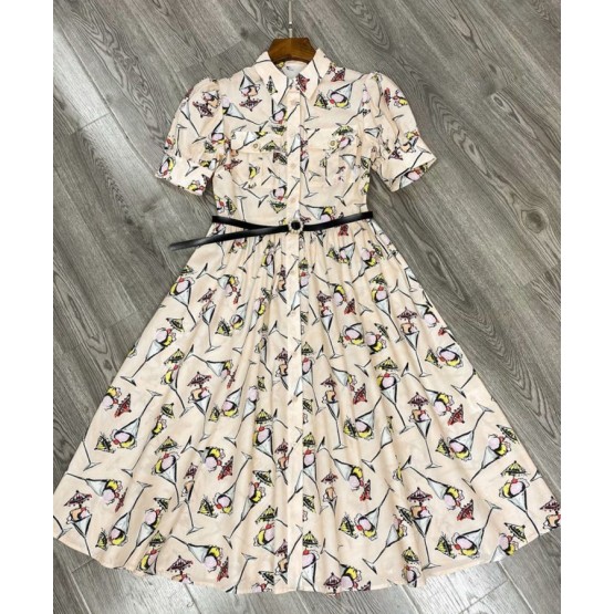 Dior Women's Printed Dress Cream