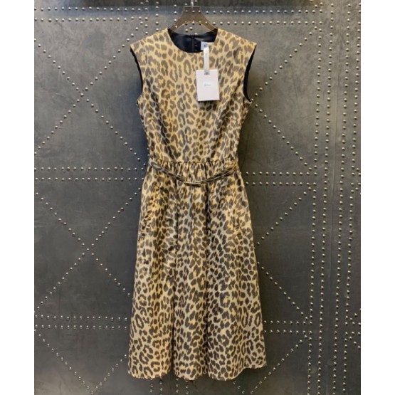 Dior Women's Leopard Print Dress Coffee