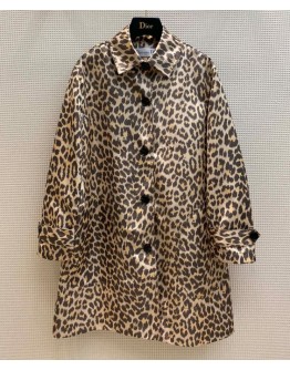 Dior Women's  Leopard Print Coat Coffee