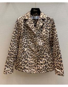 Dior Women's Leopard Print Jacket Coffee