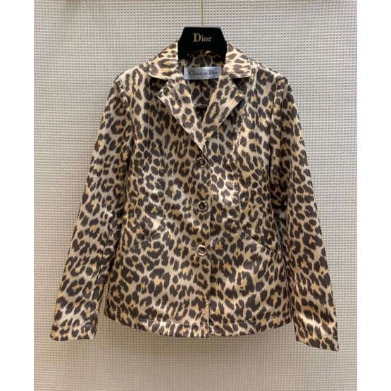 Dior Women's Leopard Print Jacket Coffee