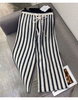 Dior Women's Striped Wide-leg Pants Gray