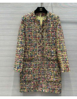 C-C Women's Colorful Tweed Dress Polychrome