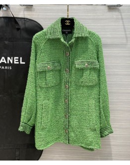 C-C Women's Tweed Coat Green