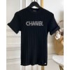 C-C Women's Embroidered Knitted T-shirt Black