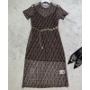 Fendi Women's Logo Print Dress Coffee