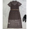 Fendi Women's Logo Print Dress Coffee