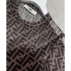 Fendi Women's Logo Print Dress Coffee