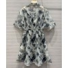 Fendi Women's Ink Print Dress Gray