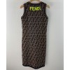 Fendi Women's Logo Embroidered Dress Dark Coffee