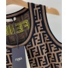 Fendi Women's Logo Embroidered Dress Dark Coffee