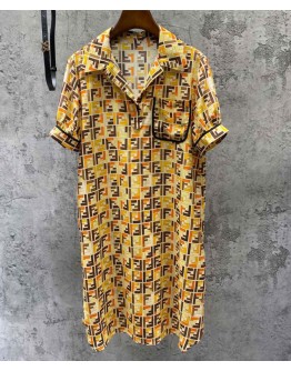 Fendi Women's Silk Print Dress Yellow