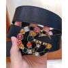 Gucci Leather belt with crystal Double G buckle 513183 Black