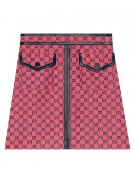 Gucci Women's Multicolor Logo Print Skirt Pink