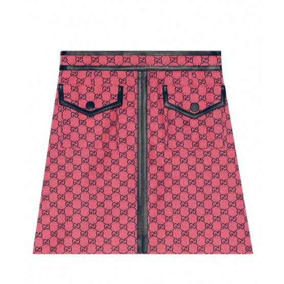 Gucci Women's Multicolor Logo Print Skirt Pink