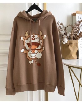 Gucci Women's Doraemon Embroidered Sweatshirt Coffee