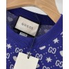 Gucci Women's Logo Jacquard Knitted T-shirt Dark Blue