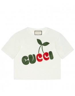 Gucci Women's Logo Embroidered T-shirt White