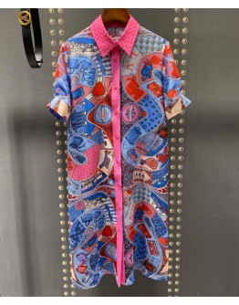 Louis Vuitton Women's Silk Print Dress Pink