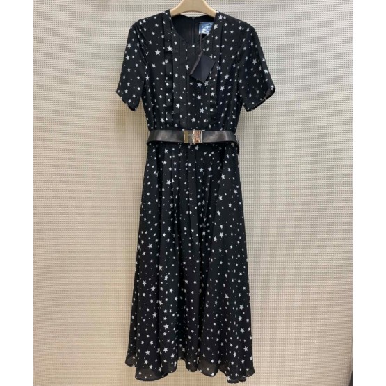 Prada Women's Star Print Dress Black