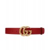 Gucci Leather belt with double G buckle Red