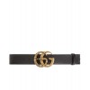 Gucci Leather belt with Double G buckle with snake Black