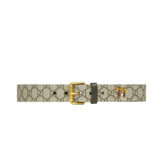 Gucci Tiger print GG Supreme belt Coffee