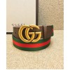 Gucci Unisex Web belt with Double G buckle 409416 Dark Coffee