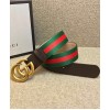 Gucci Unisex Web belt with Double G buckle 409416 Dark Coffee