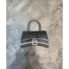 Balenciaga Hourglass XS Top Handle Handbag Silver