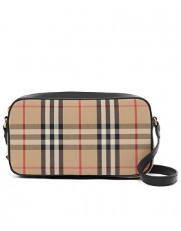 Burberry Small Vintage Check and Leather Camera Bag Apricot
