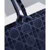 Christian Dior Cannage Embroidered Velvet Dior Book Tote Dark Blue