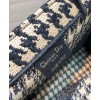 Dior Houndstooth Embroidery Book Tote Handbag Cream