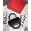 Dior Leather Beaded Fringe Mini Lady Dior Bag Red