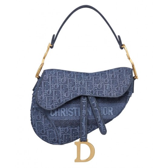 Dior Saddle Denim Canvas Bag Blue