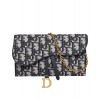 Dior Saddle long wallet with flap S5614 Dark Blue