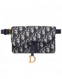 Dior Oblique Saddle Belt Bag Dark Blue