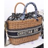 Dior Wicker Basket Bag Apricot